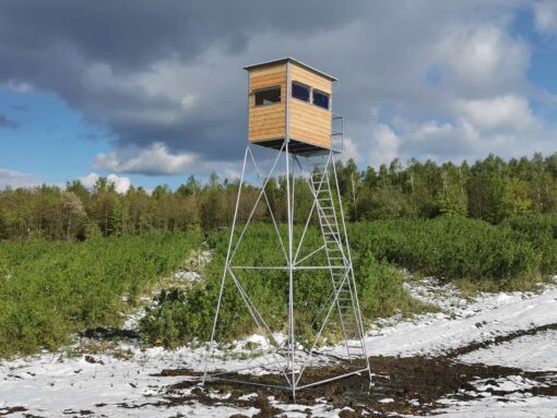 Schlafkanzel 6 Meter – inkl. Unterbau, Leiter und Podest mit Geländer aus verzinktem Metall – Bild 2