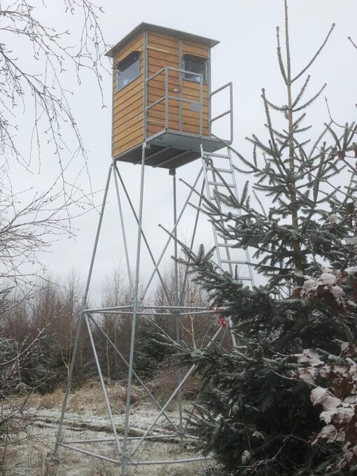 Kanzel 5 Meter – inkl. Unterbau, Leiter und Podest mit Geländer aus verzinktem Metall – Bild 4